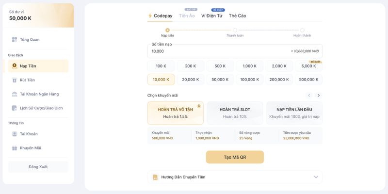 Nạp tiền ZET88 bằng Codepay