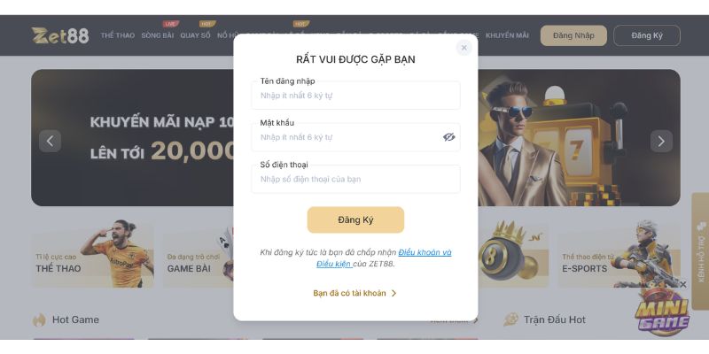 Các bước đăng ký ZET88 dễ ẹt