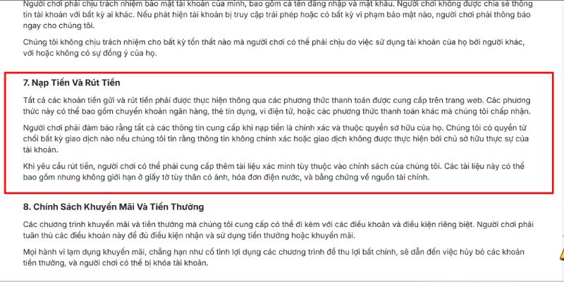 Lưu ý khi rút tiền tại ZET88